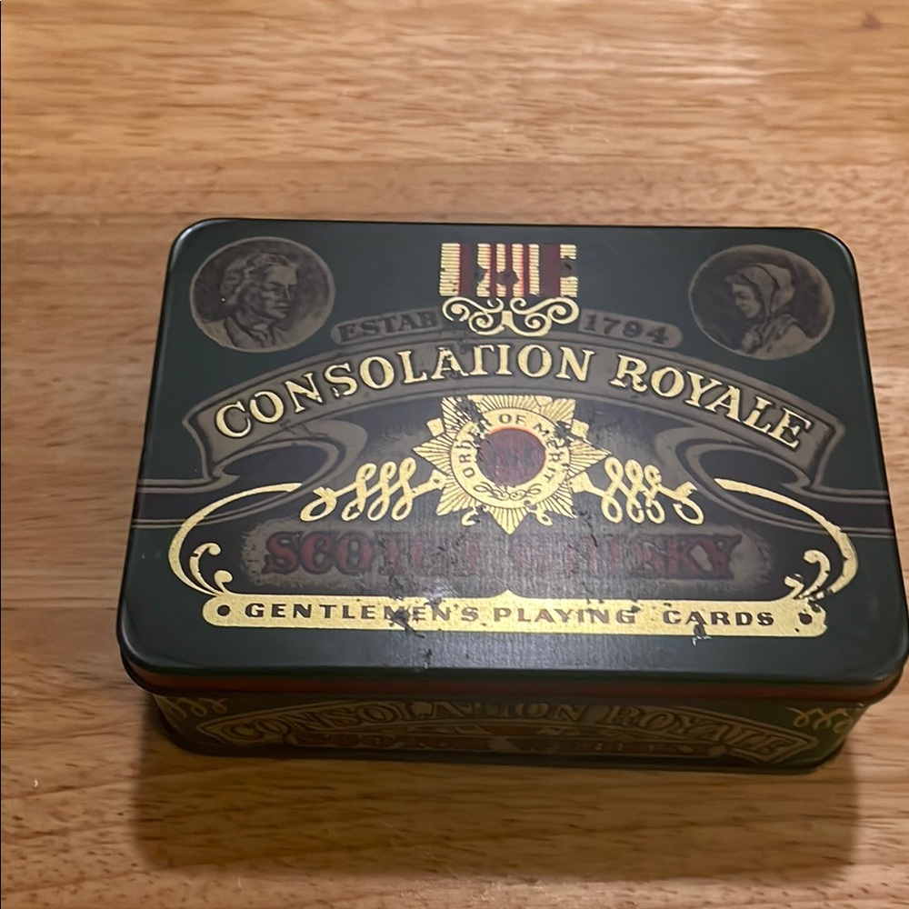 Consolation Royale Gentlemen's Playing Cards Tin - Green- empty tin